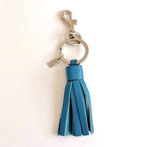 NWOT Coach Turquoise Leather Keychain Fob Purse Charm!